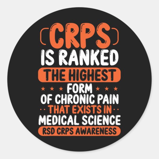 CRPS Awareness Chronic Pain Oranje RSD CRPS Ronde Sticker (Voorkant)
