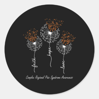 CRPS Bewustzijn Geloof Hoop Liefde Paardebloem Ronde Sticker