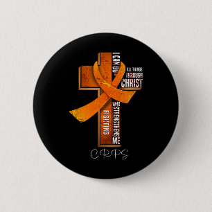 CRPS Bewustzijn Oranje Lint Christelijk Kruis Ronde Button 5,7 Cm