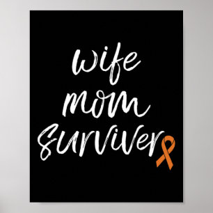 CRPS Bewustzijn Oranje Ribbon Vrouw Moeder Overlev Poster