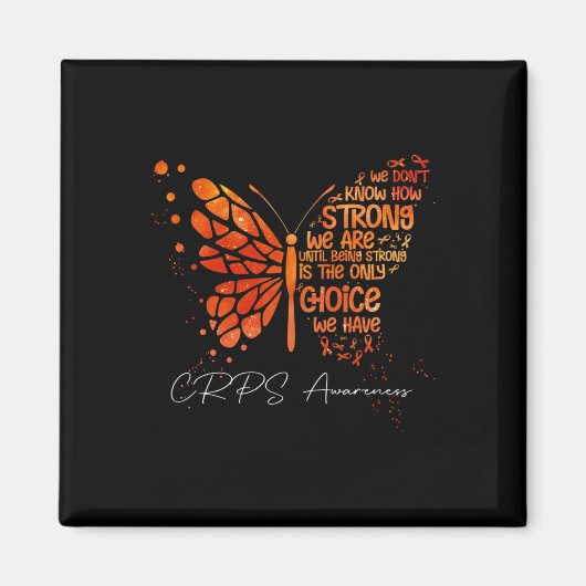Crps Butterfly Oranje Ribbon Crps Awareness Magneet (Voorkant)