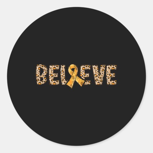 CRPS Leopard Print Oranje lint Ondersteuning Geloo Ronde Sticker (Voorkant)