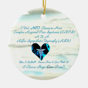 CRPS / RSD Blue Heart van Flame Hope Courage Star  Keramisch Ornament