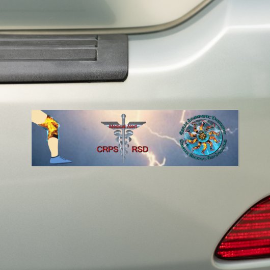 CRPS RSD Medische waarschuwing en bliksem Asclepiu Bumpersticker (Op auto)