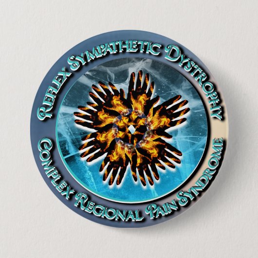 CRPS/RSD Turquoise Circlet Ronde Button 7,6 Cm (Voorkant)
