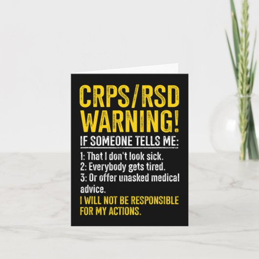 CRPS RSD Waarschuwing CRPS Awareness Survivor CRPS Kaart (Voorkant)