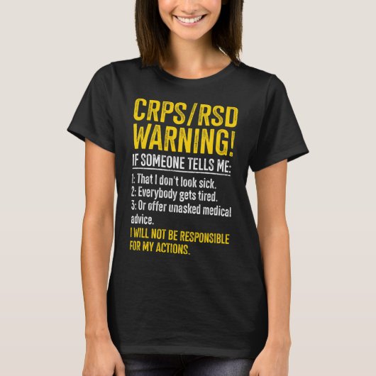 CRPS RSD Waarschuwing CRPS Awareness Survivor CRPS T-shirt (Voorkant)