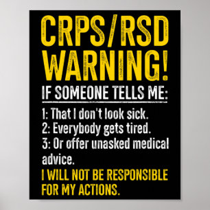CRPS RSD Waarschuwing CRPS Bewustzijn Overlevende Poster
