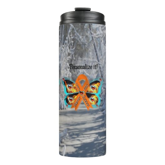 CRPS RSD Warrior Survivor Ribbon Butterfly Fire Thermosbeker (Voorkant)
