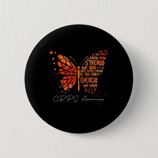 CRPS Vlinder Oranje Lint CRPS Awareness Ronde Button 5,7 Cm (Voorkant)