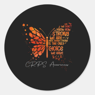 CRPS Vlinder Oranje Lint CRPS Awareness Ronde Sticker