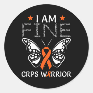 CRPS Warrior I Am Fine Oranje lint Butterfly RSD Ronde Sticker