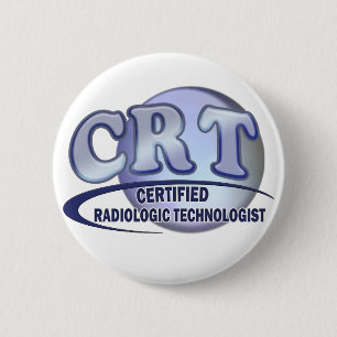 CRT CERTIFIFIED RADIOLOGIC TECHNOLOGIST BLAUW LOGO RONDE BUTTON 5,7 CM