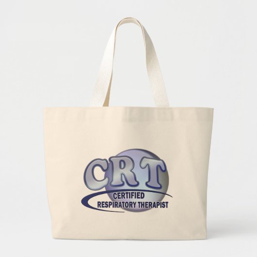 CRT CERTIFIFIED RESPIRATORY THERAPIST BLUE LOGO GROTE TOTE BAG (Voorkant)