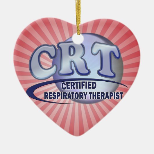 CRT CERTIFIFIED RESPIRATORY THERAPIST BLUE LOGO KERAMISCH ORNAMENT (Voorkant)