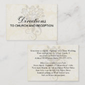 cru ecru floral elegant damask informatiekaartje (Voorkant / Achterkant)