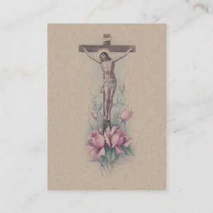 Crucified Christus roze Roses "UW KROSS" Heilige K Visitekaartje
