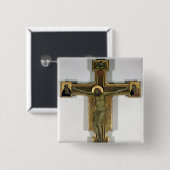 Crucifix 2 vierkante button 5,1 cm (Voorkant /achterkant)