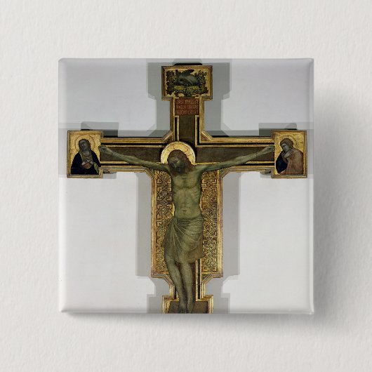 Crucifix 2 vierkante button 5,1 cm (Voorkant)