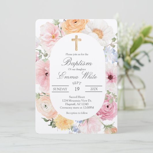 Crucifix  baptismInvitation Kaart (Staand voorkant)