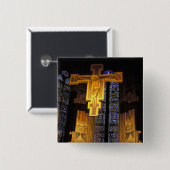 Crucifix boven het hoge altaar in de Santa Vierkante Button 5,1 Cm (Voorkant /achterkant)