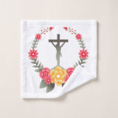 Crucifix en Flowers Bad Handdoek (Wasdoekje)
