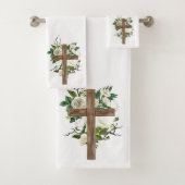 Crucifix en Flowers Bath Towel Set Bad Handdoek (Insitu)