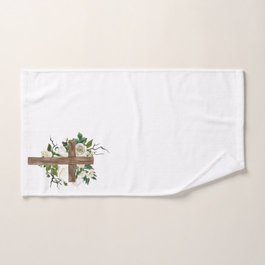 Crucifix en Flowers Bath Towel Set Bad Handdoek (Handdoek)