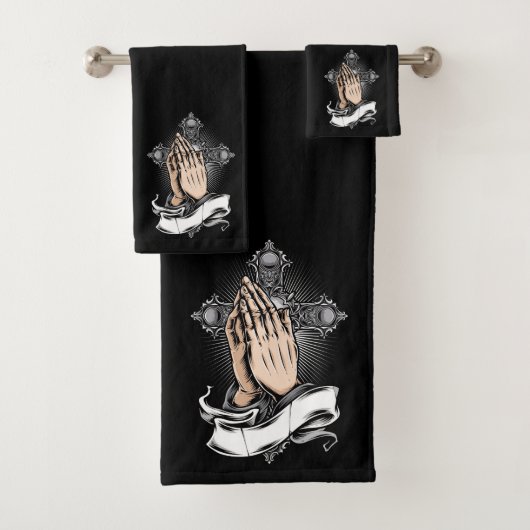 Crucifix en Praying Hands Bad Handdoek (Insitu)