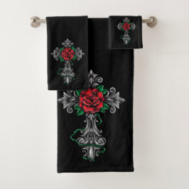 Crucifix en Roos Bath Towel Set Bad Handdoek