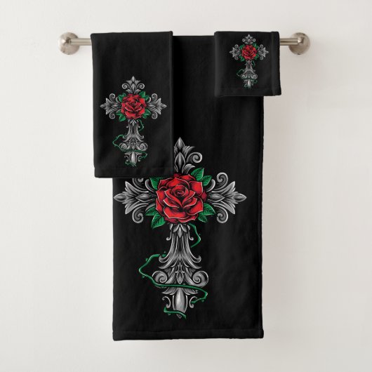 Crucifix en Roos Bath Towel Set Bad Handdoek (Insitu)