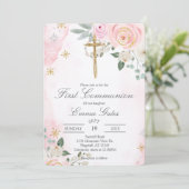 Crucifix  first communion Invitation Kaart (Staand voorkant)