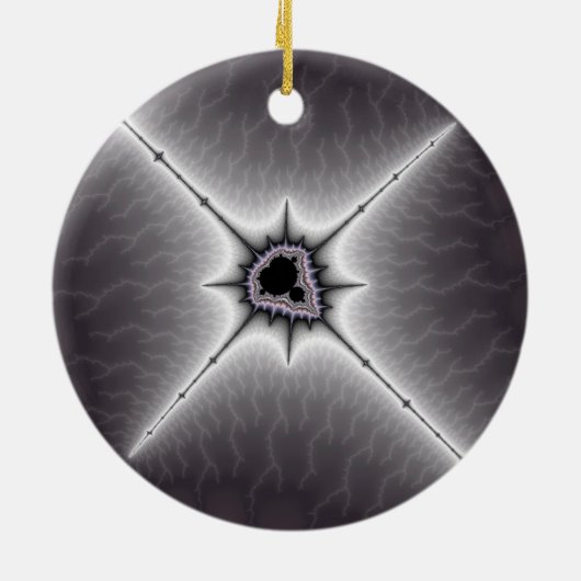 Crucifix-kerstfractal Keramisch Ornament (Achterkant)