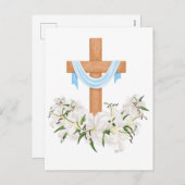 Crucifix met gelilies feestdagenkaart (Voorkant / Achterkant)