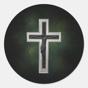 Crucifix Ronde Sticker