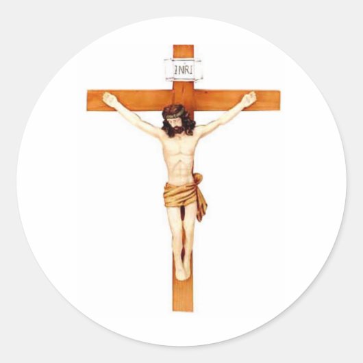 CRUCIFIX RONDE STICKER (Voorkant)