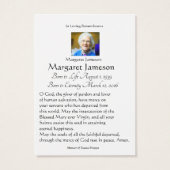 Crucifix Rozen Katholieke begrafenis Memorial Heil Visitekaartje (Achterkant)