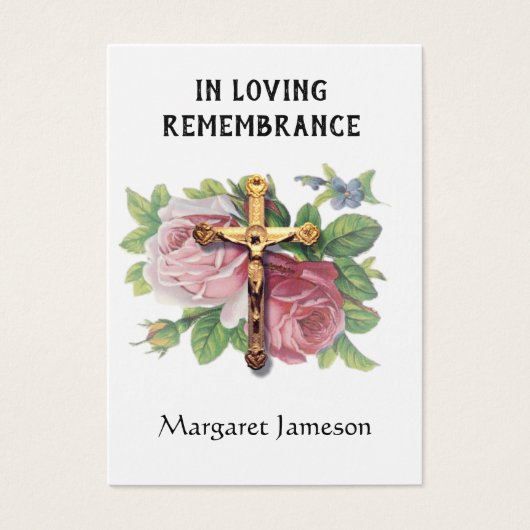 Crucifix Rozen Katholieke begrafenis Memorial Heil Visitekaartje (Voorkant)