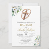 Crucifix Spaanse doop uitnodiging (Voorkant)