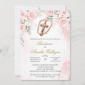 Crucifix Spaanse doop uitnodiging (Voorkant)