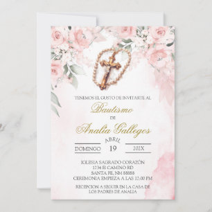 Crucifix Spaanse doop uitnodiging