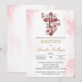 Crucifix Spaanse doop uitnodiging (Voorkant / Achterkant)