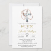 Crucifix Spaanse doop uitnodiging (Voorkant)