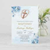 Crucifix Spaanse doop uitnodiging (Staand voorkant)