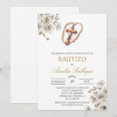 Crucifix Spaanse doop uitnodiging (Voorkant / Achterkant)