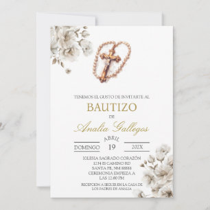 Crucifix Spaanse doop uitnodiging