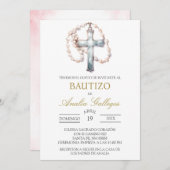 Crucifix Spaanse doop uitnodiging (Voorkant / Achterkant)