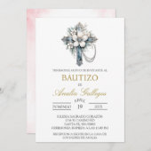 Crucifix Spaanse doop uitnodiging (Voorkant / Achterkant)