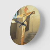 Crucifix (temperatuur op hout) ronde klok (Hoek)