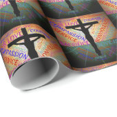 Crucifix/Words Wrapping Paper Cadeaupapier (Rol Hoek)